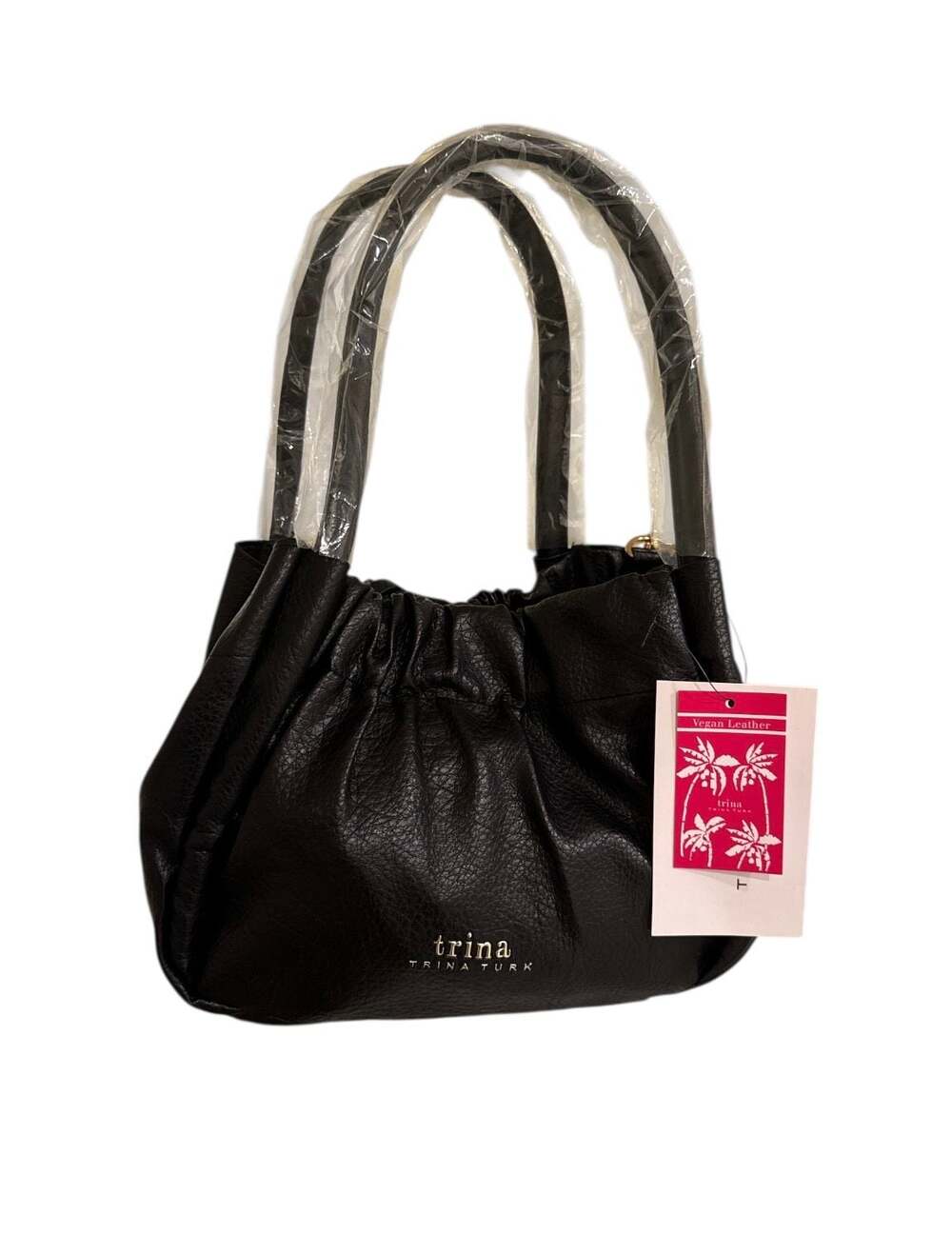Trina Turk Vegan Leather Gathered Tote with Detachable Crossbody Strap and Pouch